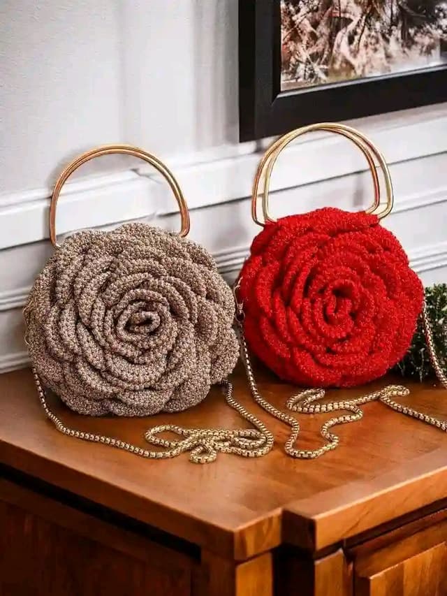 crochet rose Bag