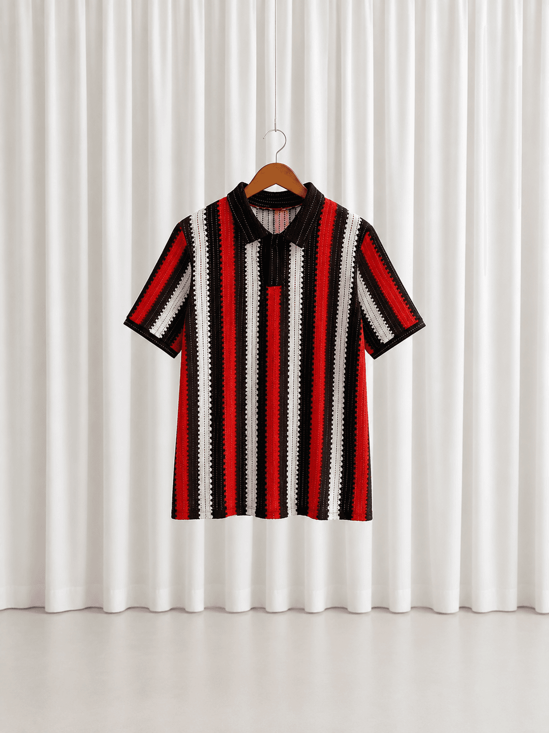 Unisex striped knit polo
