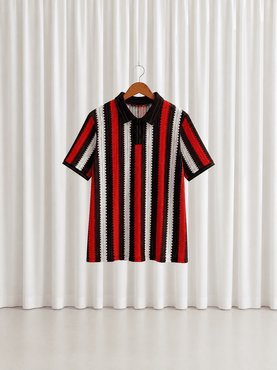 Unisex striped knit polo