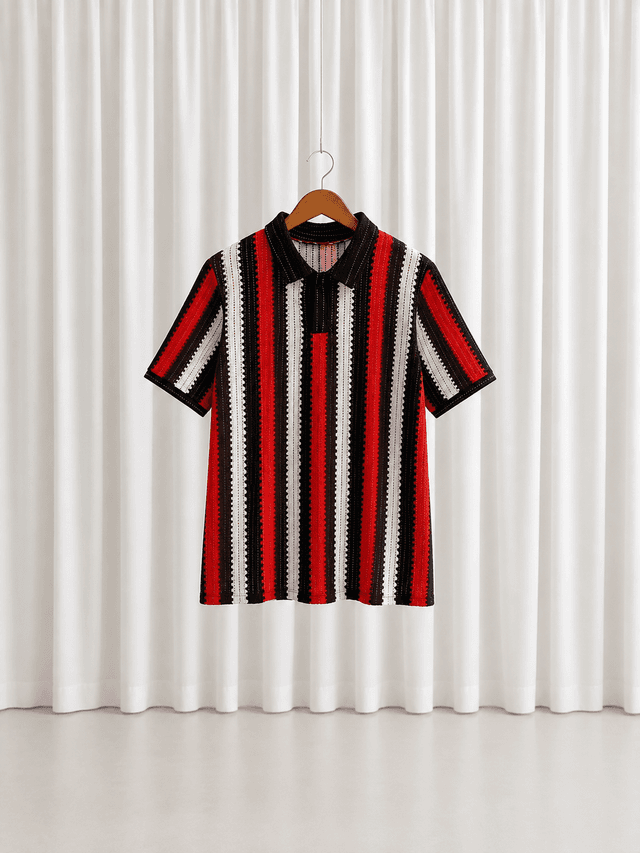 Unisex striped knit polo