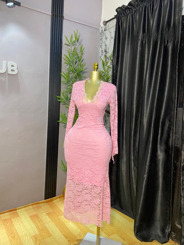 Blush Pink Lace Bodycon Dress