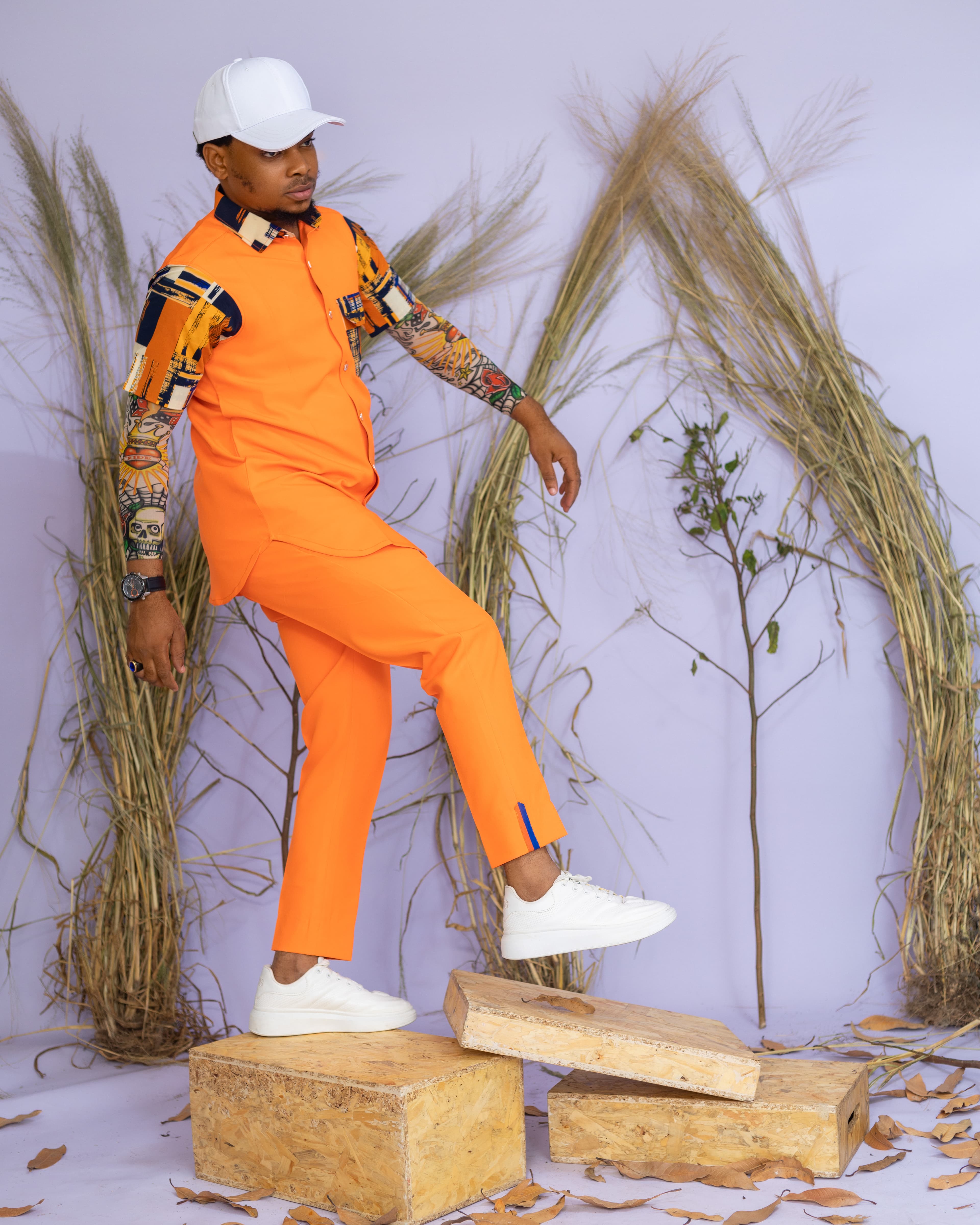 The Safari Short-Sleeve Set - Orange