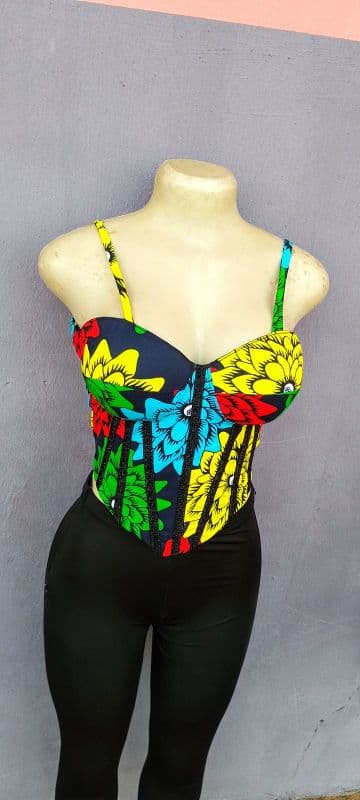 Cotton Ankara corset top 