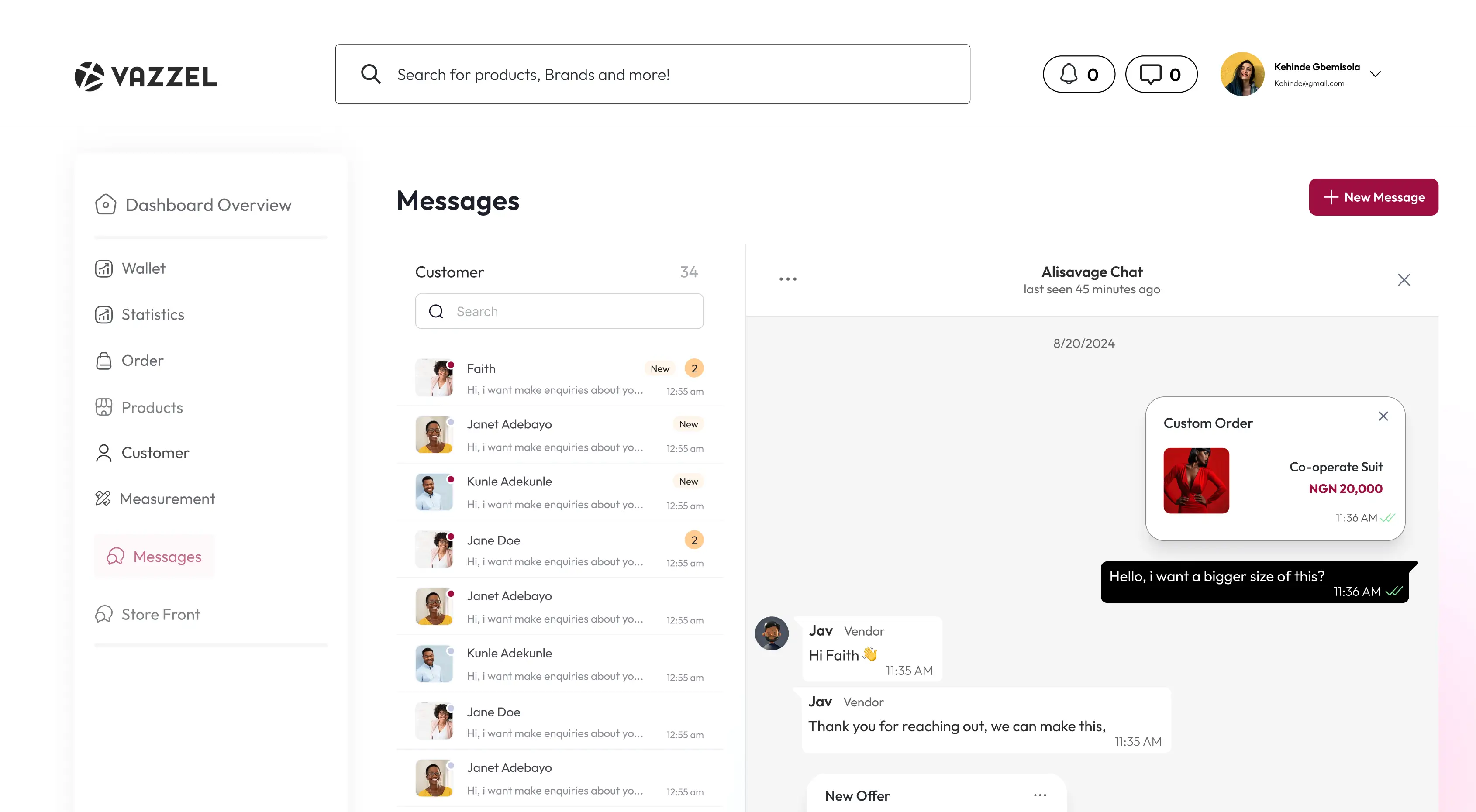 Vazzel Dashboard Preview
